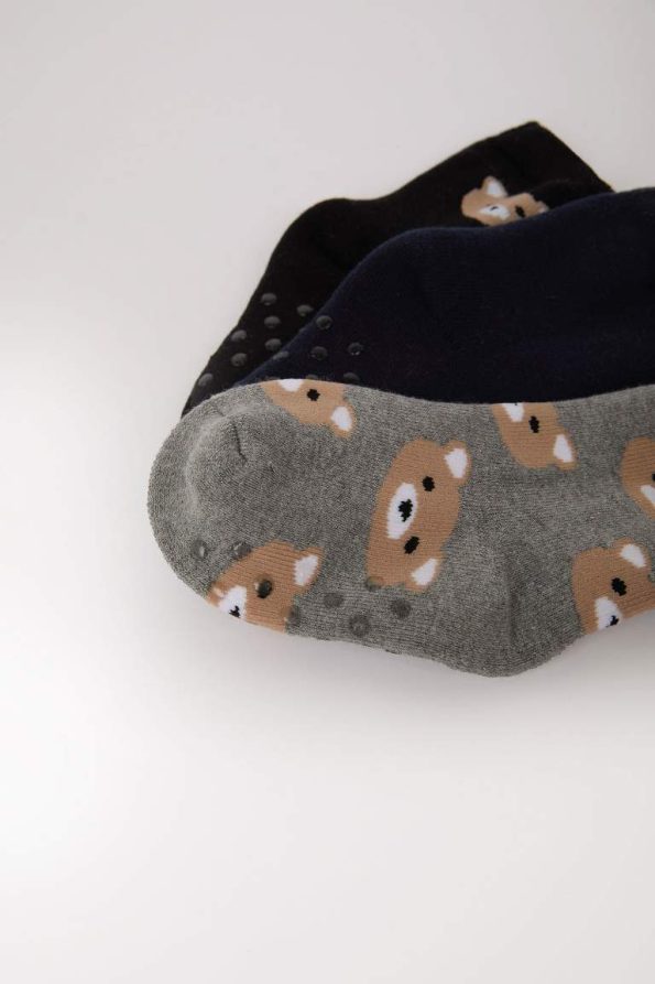 Boys' Non-Slip Cotton Terry Socks - Set of 3