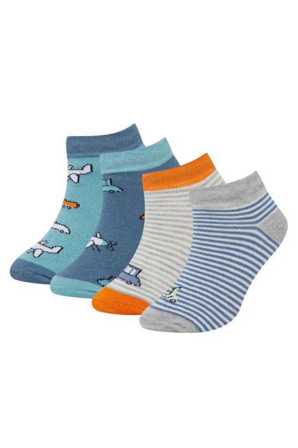 Non-Slip Sole 4-Pack Cotton Socks for Baby Boys