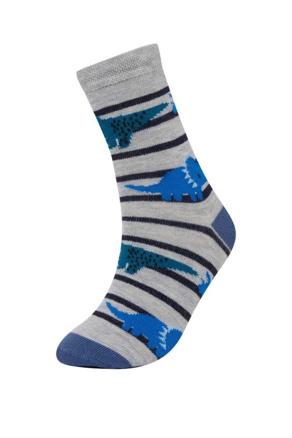 Boys' Non-Slip Cotton Long Socks Set of 5