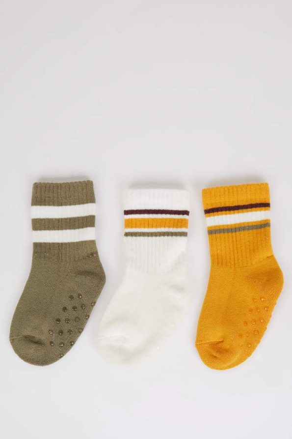Boys' Non-Slip Sole Cotton Long Socks - Set of 3