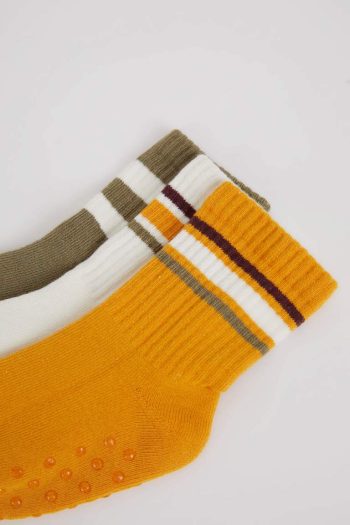 Boys' Non-Slip Sole Cotton Long Socks - Set of 3