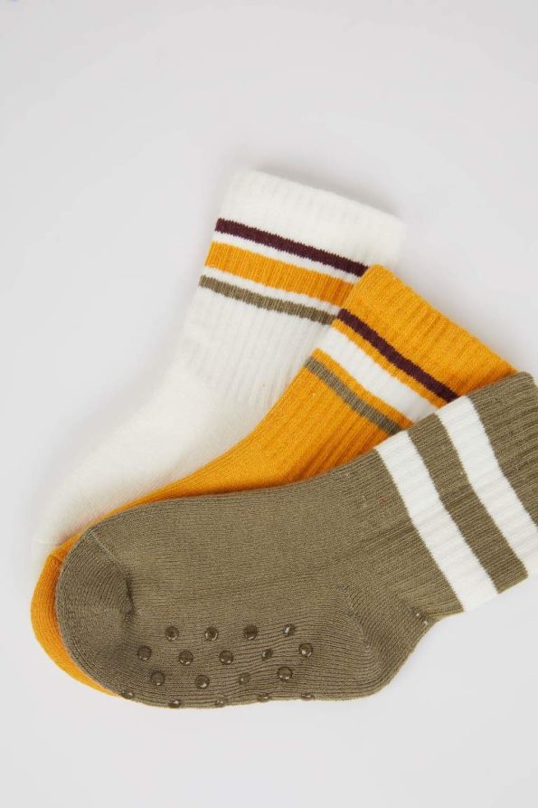 Boys' Non-Slip Sole Cotton Long Socks - Set of 3