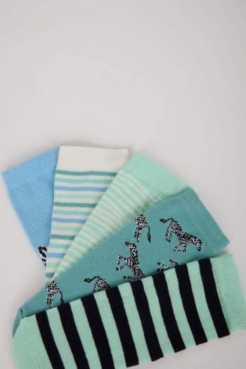 Non-Slip Sole 5-Pack Cotton Long Socks for Baby Girls