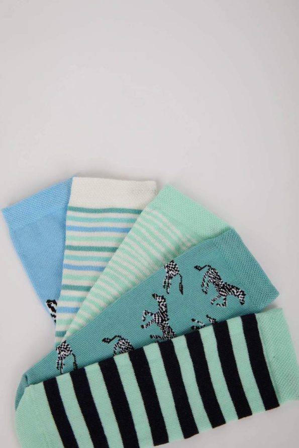 Non-Slip Sole 5-Pack Cotton Long Socks for Baby Girls