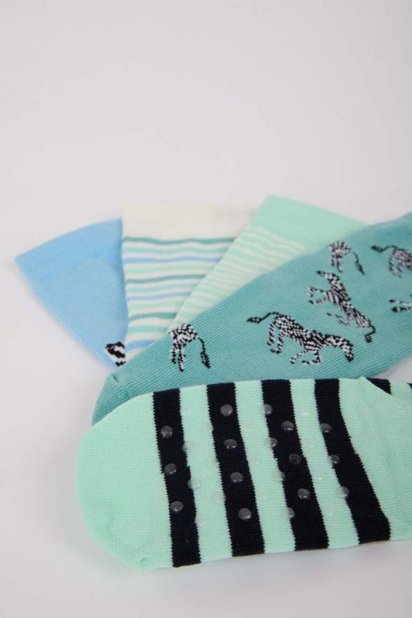 Non-Slip Sole 5-Pack Cotton Long Socks for Baby Girls