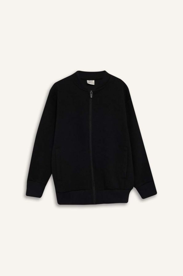 Boys' College Collar Zip-Up Pocket Bomber Jacket