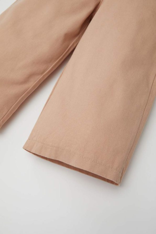 Girls' Stretch Waistband Pocket Beige Gabardine Trousers