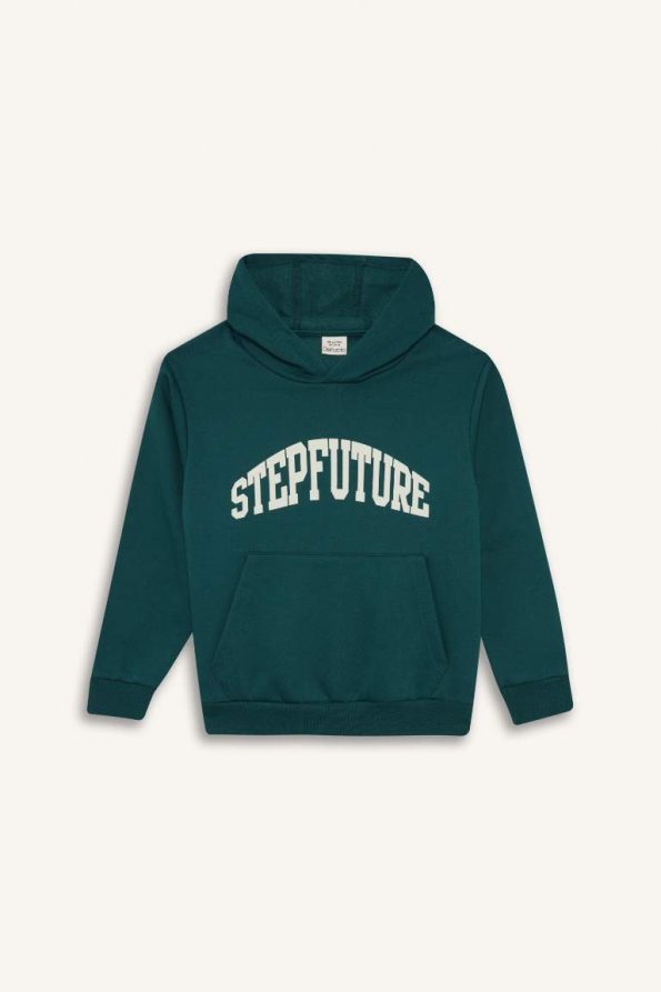 Boys' Hooded Printed Pocket Sweatshirt