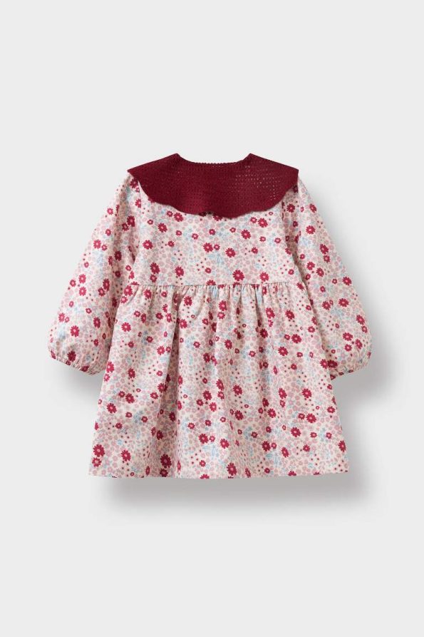 Girls' Floral Long Sleeve Twill Dress
