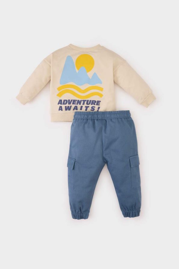 Boys' 2-Piece Printed Sweatshirt Set with Elastic Waist and Cuffs