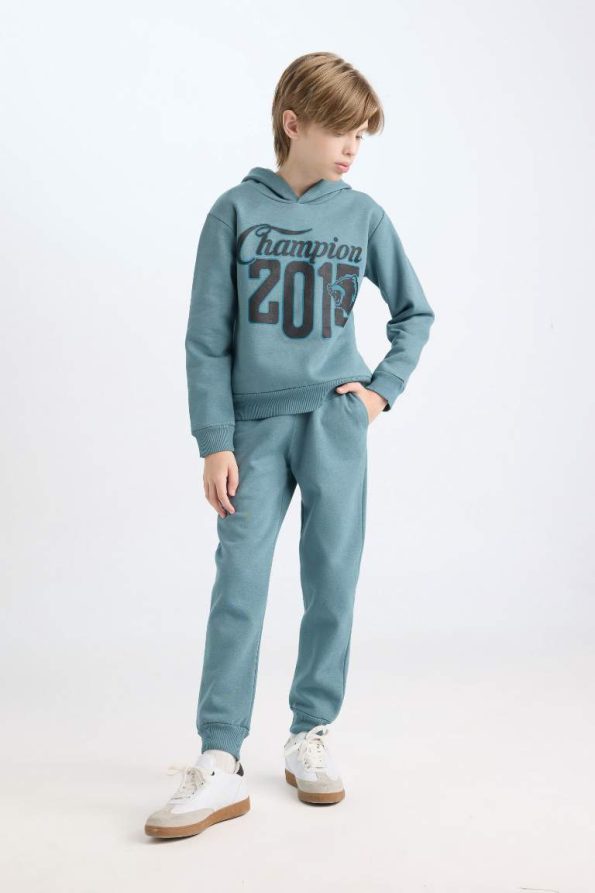Boys' Hooded Printed Sweatshirt and Elastic Waist Jogger Set