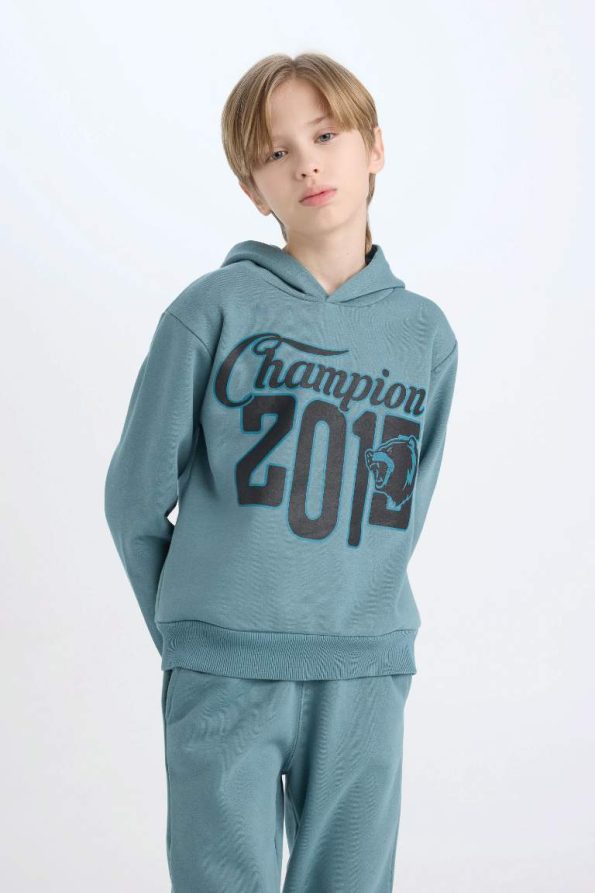 Boys' Hooded Printed Sweatshirt and Elastic Waist Jogger Set