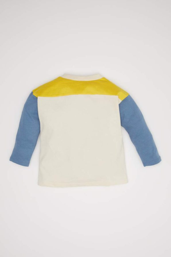 Boys' Long Sleeve Color Block Printed Crew Neck T-Shirt