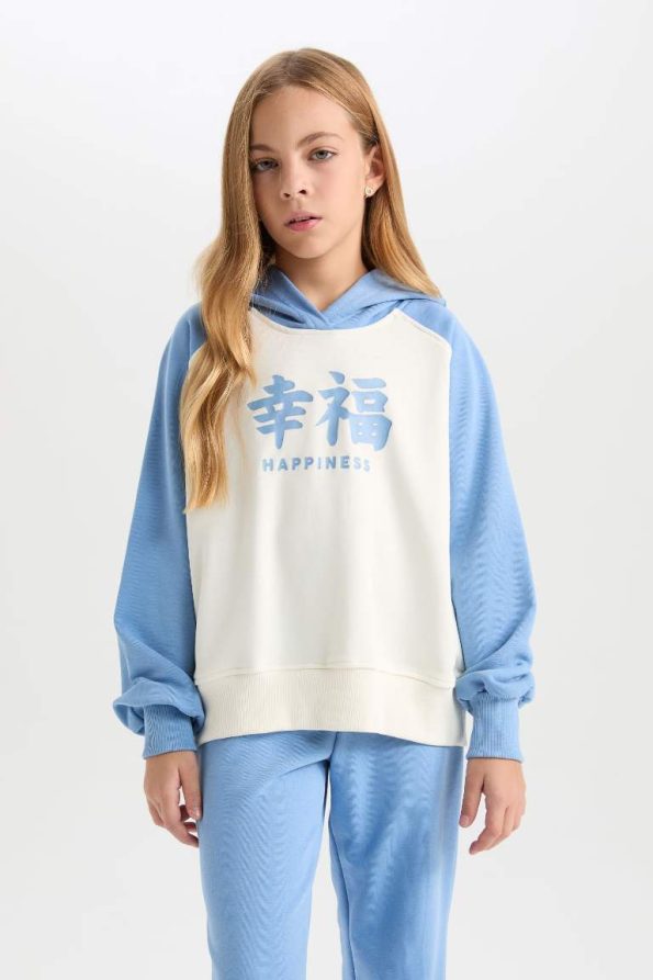 Girls' Hoodie Printed Sweatshirt and Elastic Waist Joggers Set