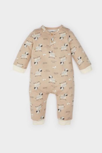 Newborn Baby Boy Long Sleeve Zebra Print Romper