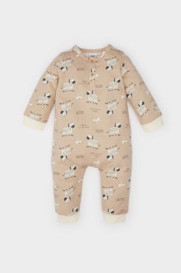 Newborn Baby Boy Long Sleeve Zebra Print Romper