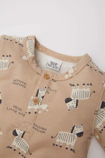 Newborn Baby Boy Long Sleeve Zebra Print Romper