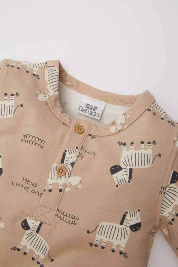 Newborn Baby Boy Long Sleeve Zebra Print Romper