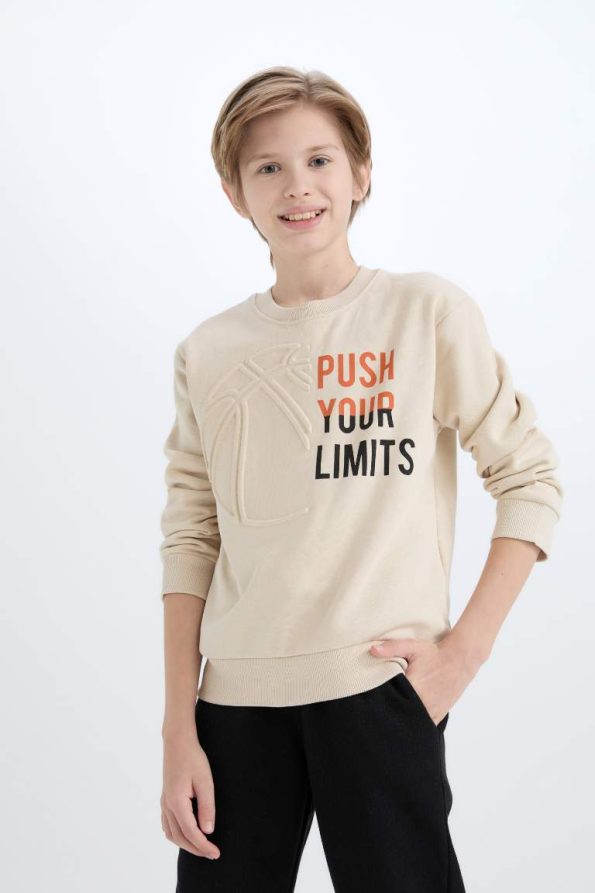 Boys' Two-Piece Printed Sweatshirt with Elastic Waist Jogger Pants
