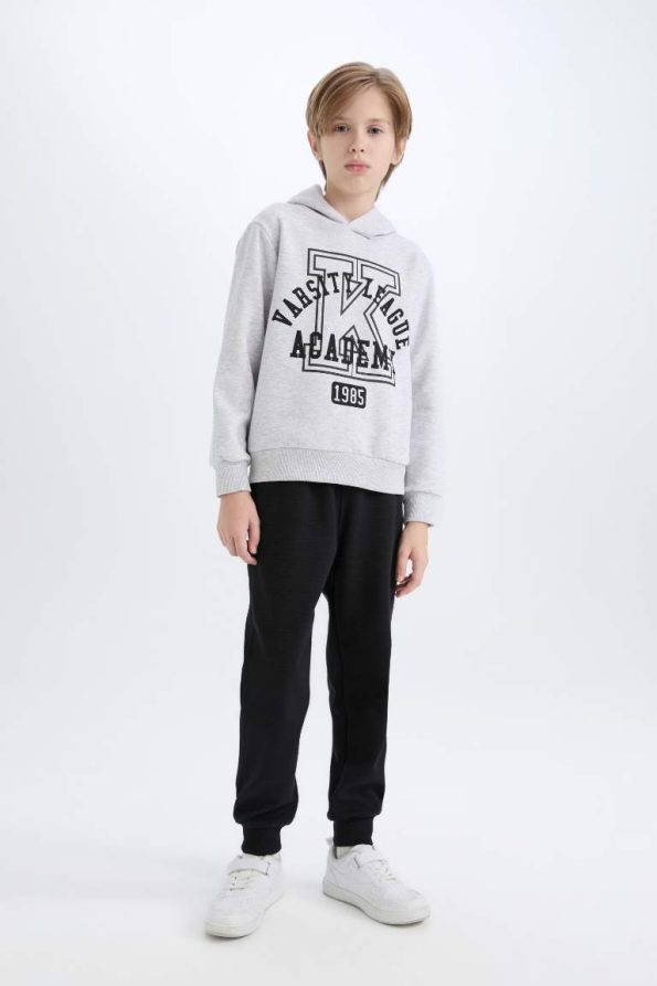 Boys' 2-Piece Set with Hooded Printed Sweatshirt and Elastic Waist Joggers