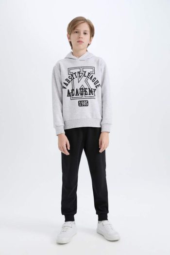 Boys' 2-Piece Set with Hooded Printed Sweatshirt and Elastic Waist Joggers