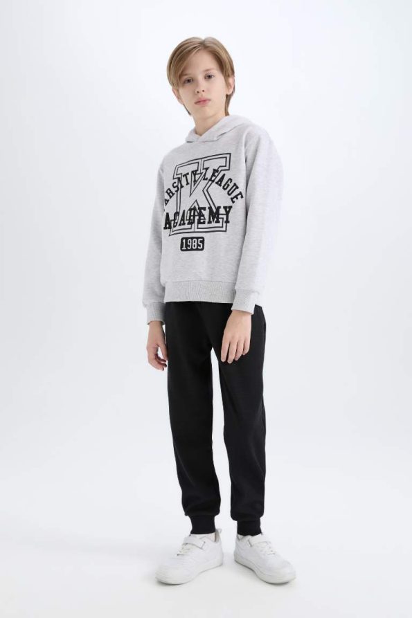 Boys' 2-Piece Set with Hooded Printed Sweatshirt and Elastic Waist Joggers