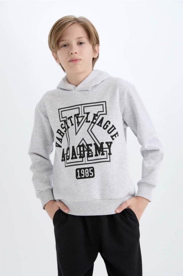 Boys' 2-Piece Set with Hooded Printed Sweatshirt and Elastic Waist Joggers