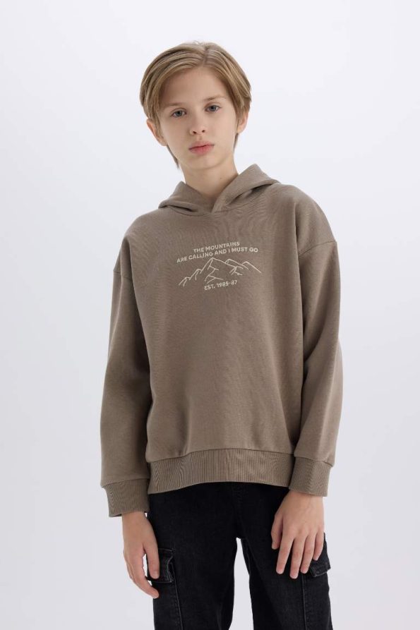 Boys' Oversized Printed Hoodie Sweatshirt