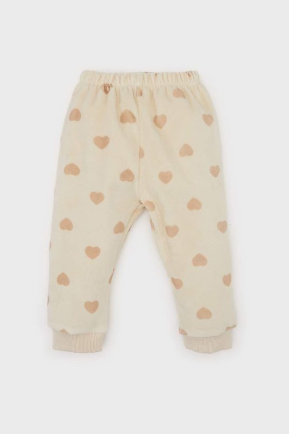 Girls' Baby Pajama Set with Heart Pattern Long Sleeve Top and Pants
