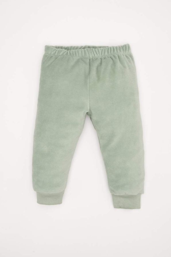 Girls' Baby Pajama Set with Rabbit Print Long Sleeve Top and Elastic Waist Long Pants