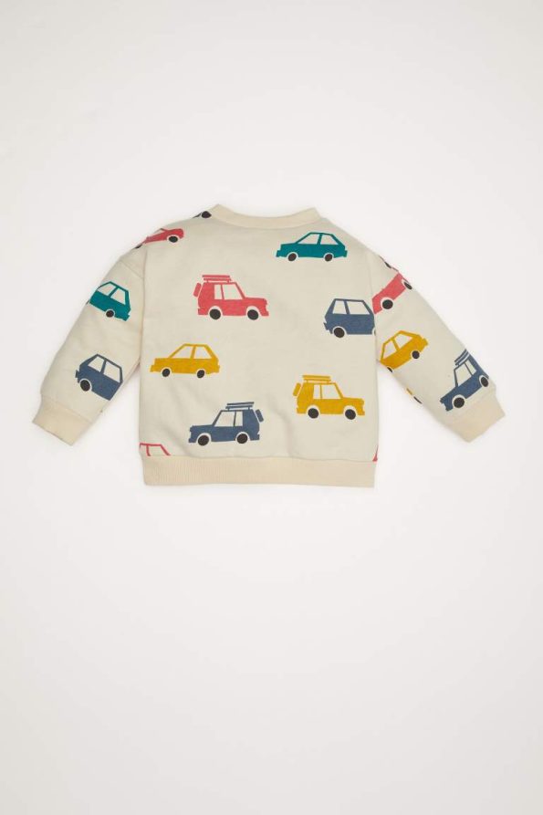 Boys' Soft Fleece Lined Bicycle Neck Printed Sweatshirt