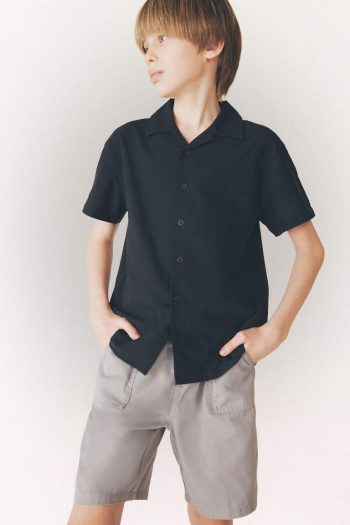 Boys' Oversized Fit Polo Collar Short Sleeve Shirt