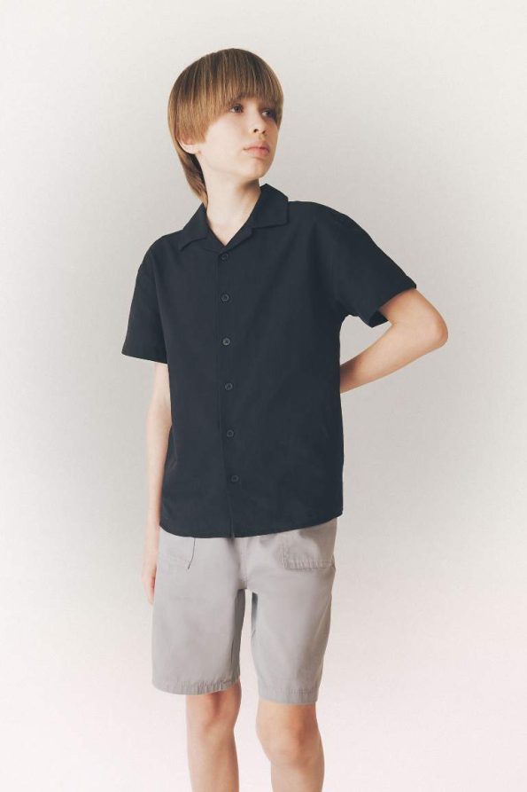 Boys' Oversized Fit Polo Collar Short Sleeve Shirt