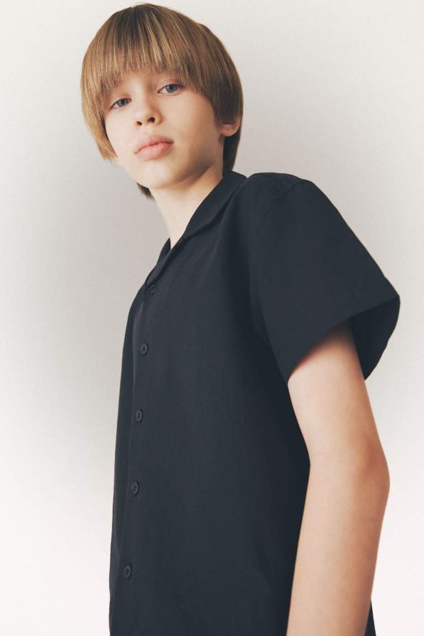 Boys' Oversized Fit Polo Collar Short Sleeve Shirt