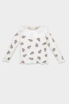 Girls' Floral Ribbed Long Sleeve T-Shirt with Large Collar
