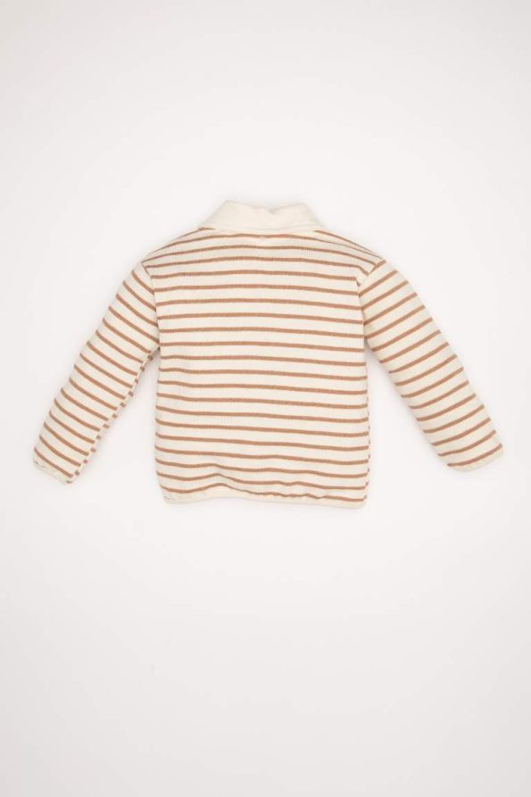 Striped Baby Girls' Soft Fleece Collar Sweatshirt