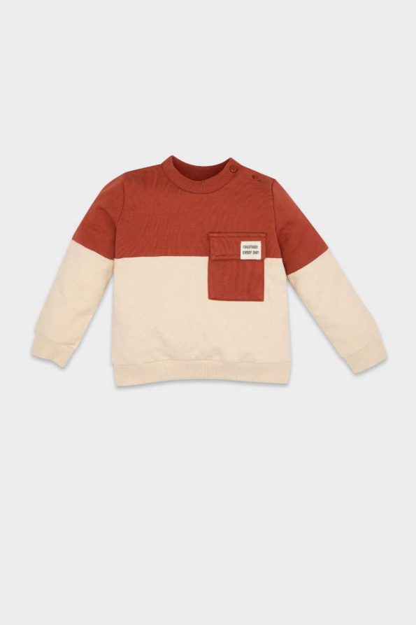 Boys' Soft-Fleeced Color Block Crew Neck Sweatshirt