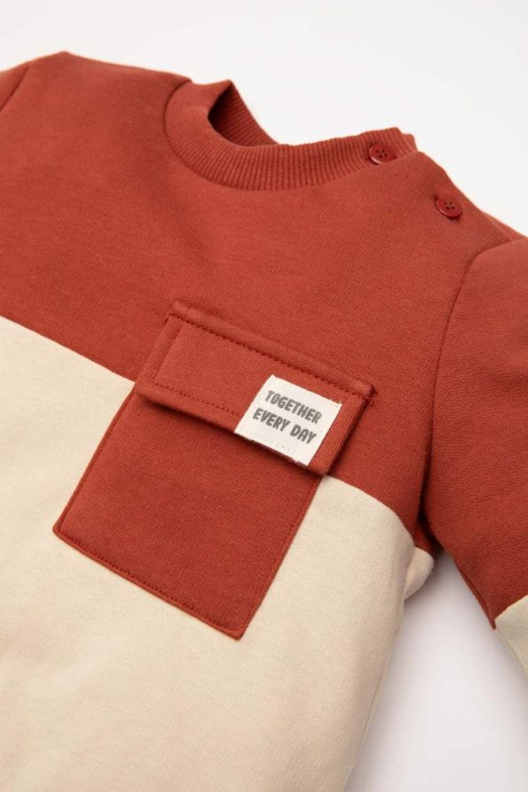 Boys' Soft-Fleeced Color Block Crew Neck Sweatshirt