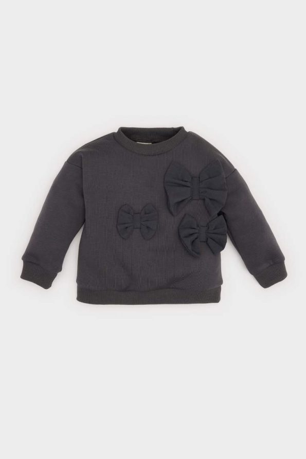 Girls' Baby Bicycle Neck Bow Sweatshirt