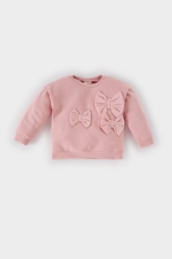 Girls' Baby Crew Neck Bow Sweatshirt