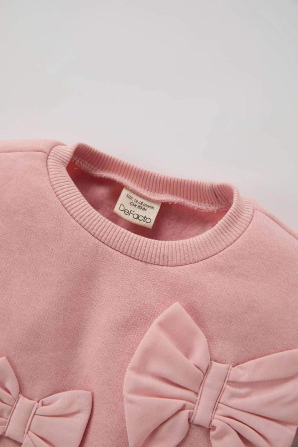Girls' Baby Crew Neck Bow Sweatshirt