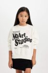 Girls' Oversized Wide Fit Printed Sweatshirt