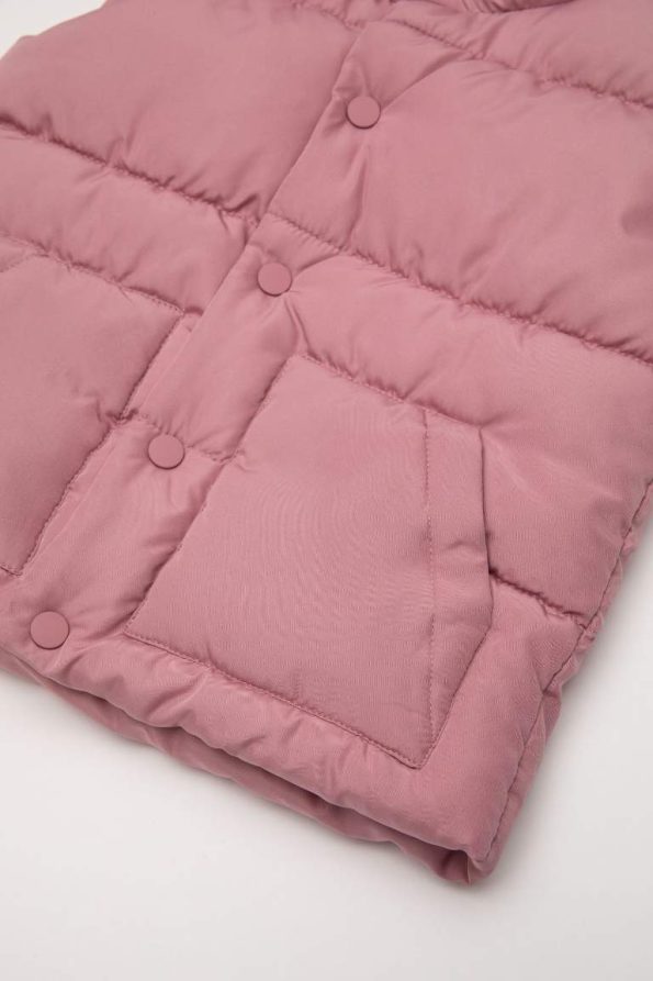 Girls' Waterproof Reversible Stand-Up Collar Snaps Puffer Vest