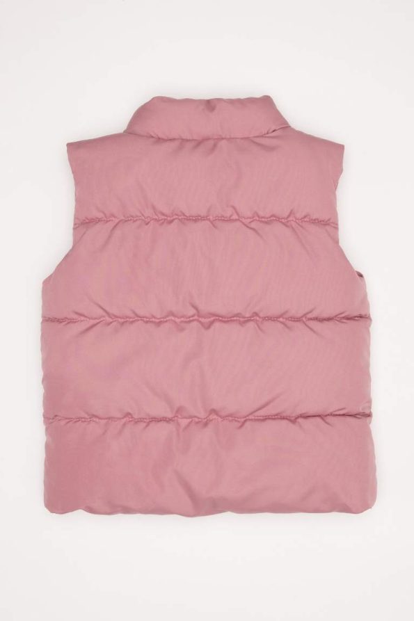 Girls' Waterproof Reversible Stand-Up Collar Snaps Puffer Vest