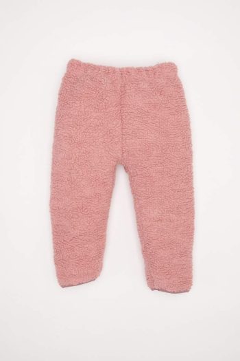 Girls' Baby 2-Piece Set Plush Zip-Up High Neck Sweatshirt with Elastic Waist Bottom