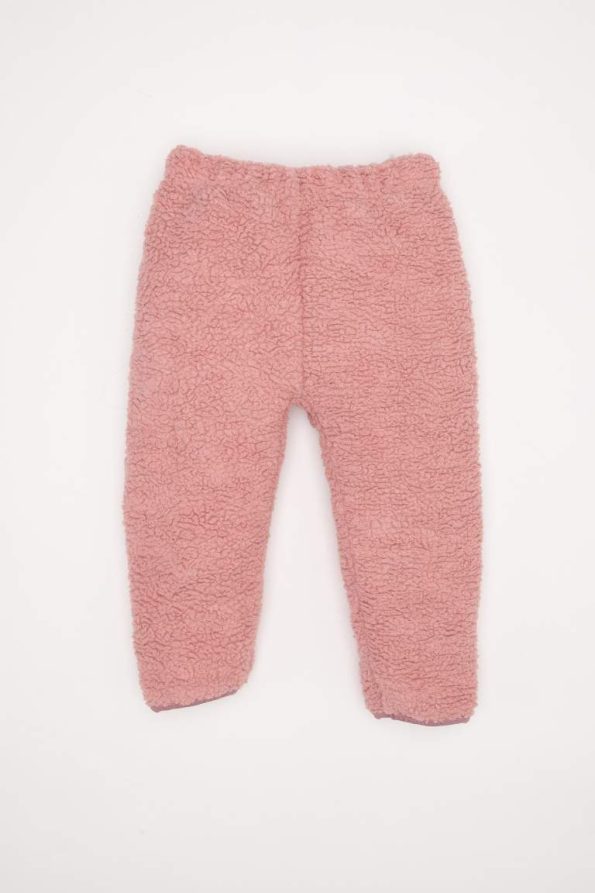 Girls' Baby 2-Piece Set Plush Zip-Up High Neck Sweatshirt with Elastic Waist Bottom