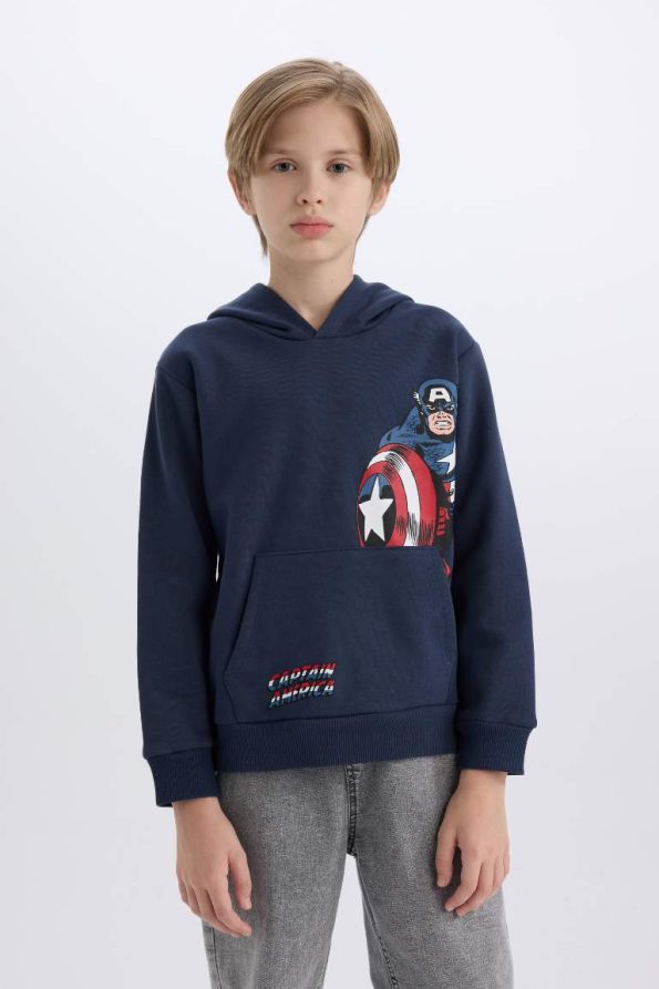 Boys' Marvel Hoodie with Kangaroo Pocket Sweatshirt