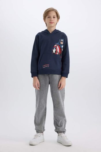 Boys' Marvel Hoodie with Kangaroo Pocket Sweatshirt