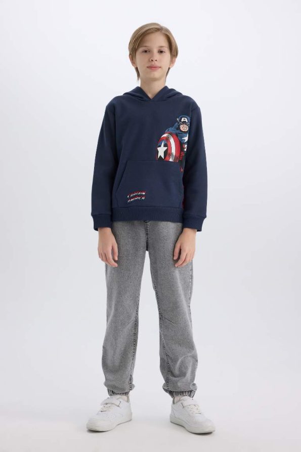 Boys' Marvel Hoodie with Kangaroo Pocket Sweatshirt