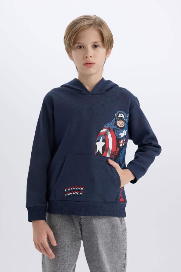 Boys' Marvel Hoodie with Kangaroo Pocket Sweatshirt